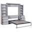 Lit double gris avec tablettes et tiroirs de rangement polyvalents - Stable et fonctionnel dans de nombreuses options de construction robuste et efficace