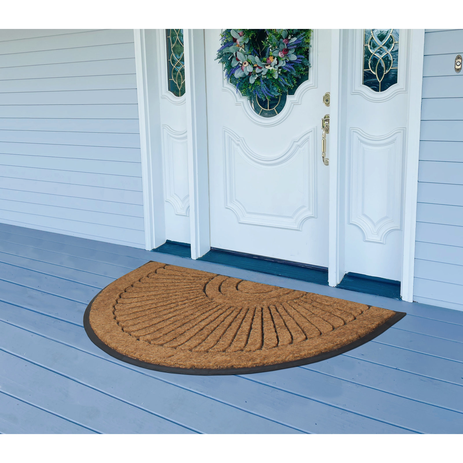 Non-Slip Outdoor Doormat, Semi-Circle 2' x 3'3"
