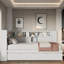 Lit de jour en bois avec tablettes de rangement-299521294