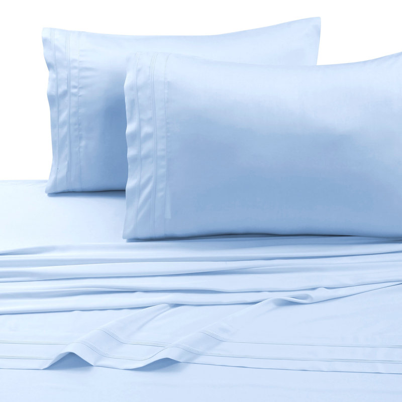 Rayon from Bamboo 300 Thread Count Sateen Extra Deep Pocket Bed Sheet Set, Blue