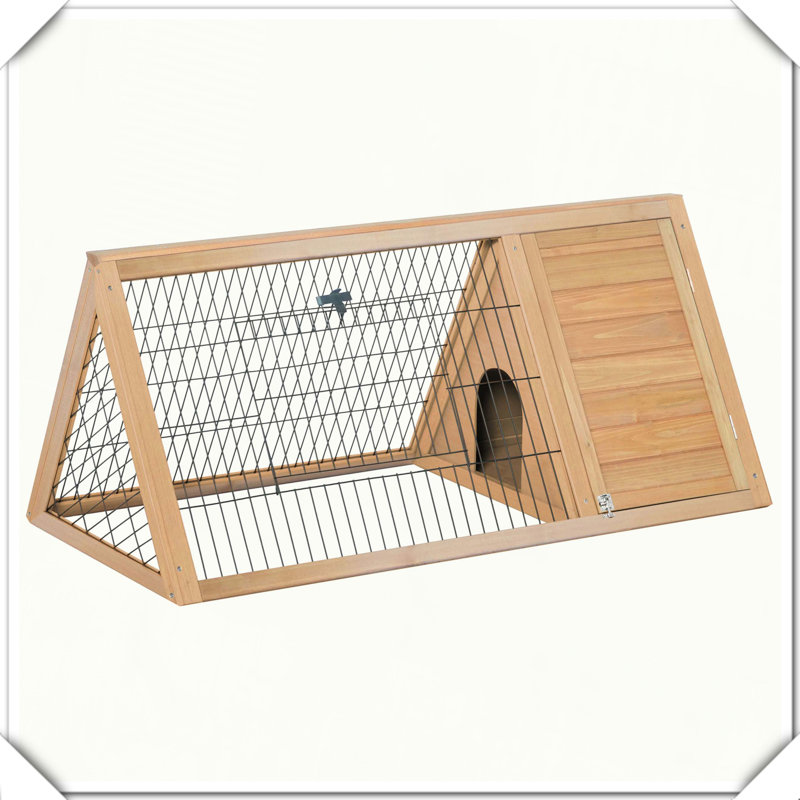 Cage à lapin en bois pour l'extérieur avec structure en A et fil de ventilation extérieur, Jaune