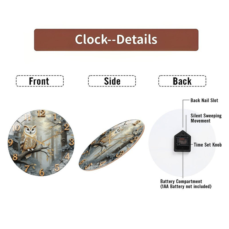 Horloge murale Elegant Owl