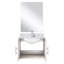 24 po L x P 22 po. Meuble-lavabo blanc brillant avec comptoir en marbre, robinet et 18 miroirs, surface de travail D, comptoir et robinet