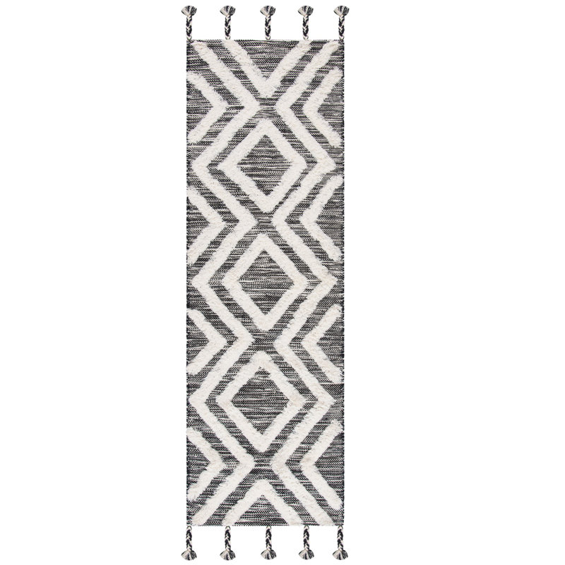 Alimatou Hand Tufted Wool Geometric Rug, Runner 2'3" X 8'