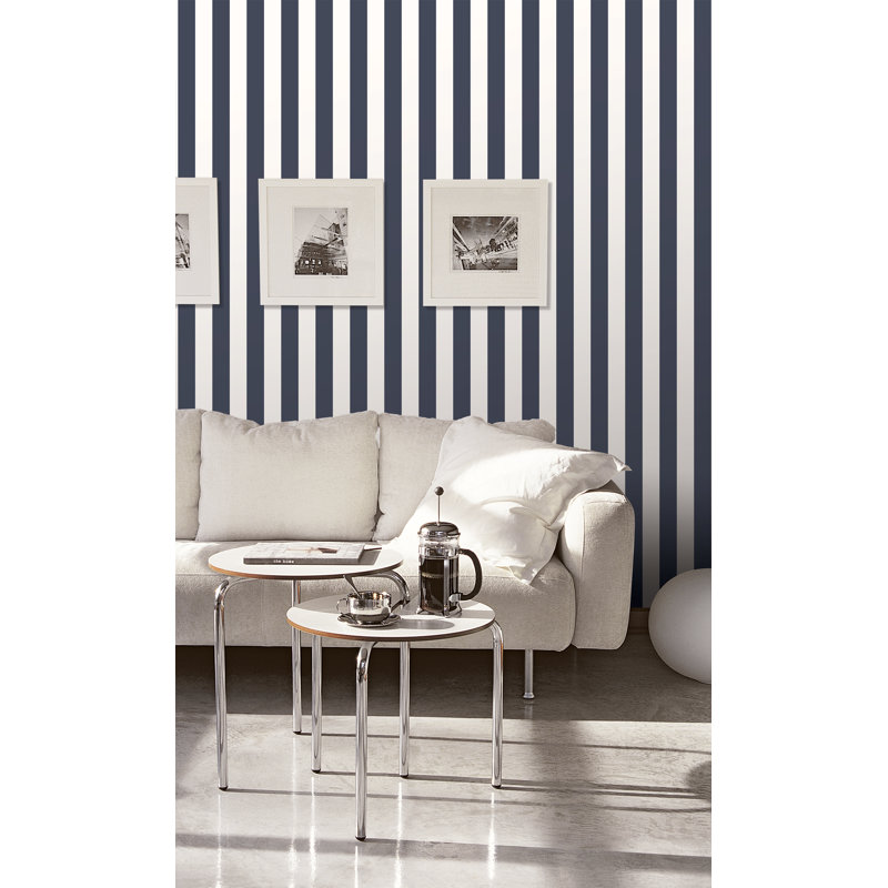 Divisadero 10m x 53cm Matte Wallpaper Roll, Navy/White