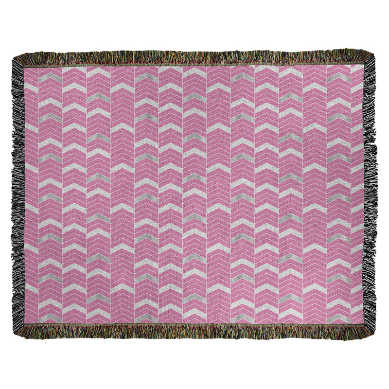 Couverture en coton tissé Rhonda, l 37 po x L 52 po, Rose / Gris