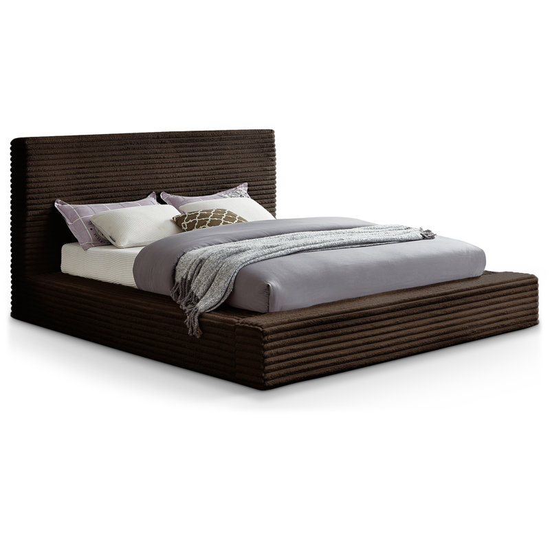 Dexter Corduroy Fabric Bed, Brown Corduroy Fabric, King