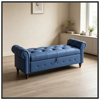 Banc avec siège capitonné et accoudoirs