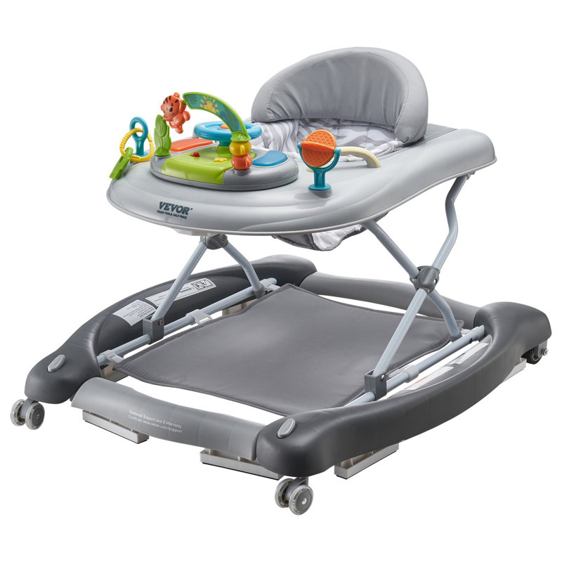 Trotteur 4 en 1, centre d'activités pour bébé pliable sur roulettes, 3 hauteurs réglables, plateau à musique et jouets, siège d'apprentissage | Marcher | Chaise berçante | Bouncer, tout-petit, pour filles, garçons, 6 à 24 mois