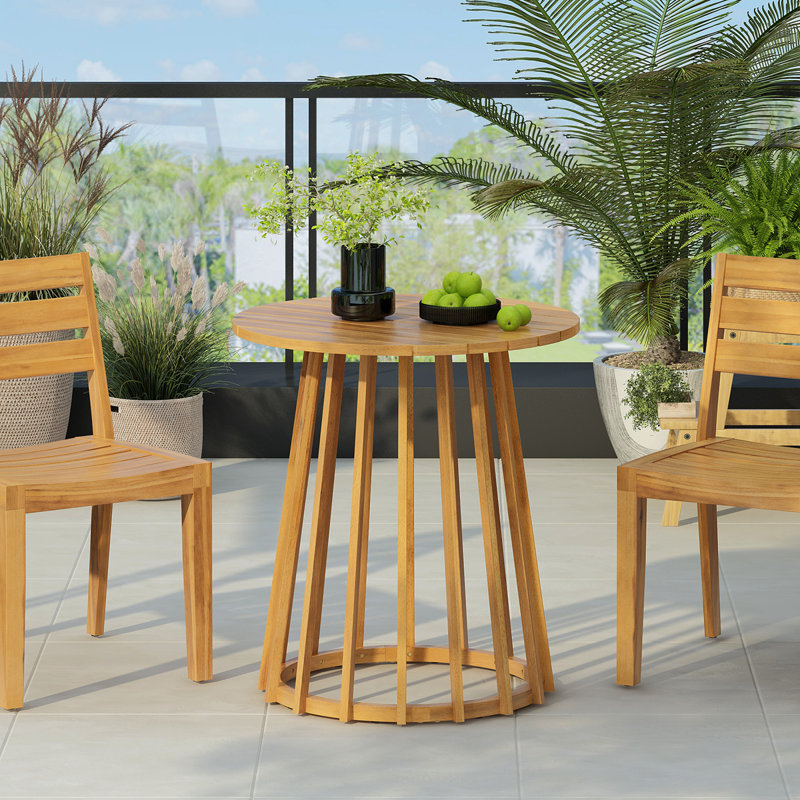 Table de salle à manger d'extérieur ronde en bois d'acacia, table bistro ronde, finition teck