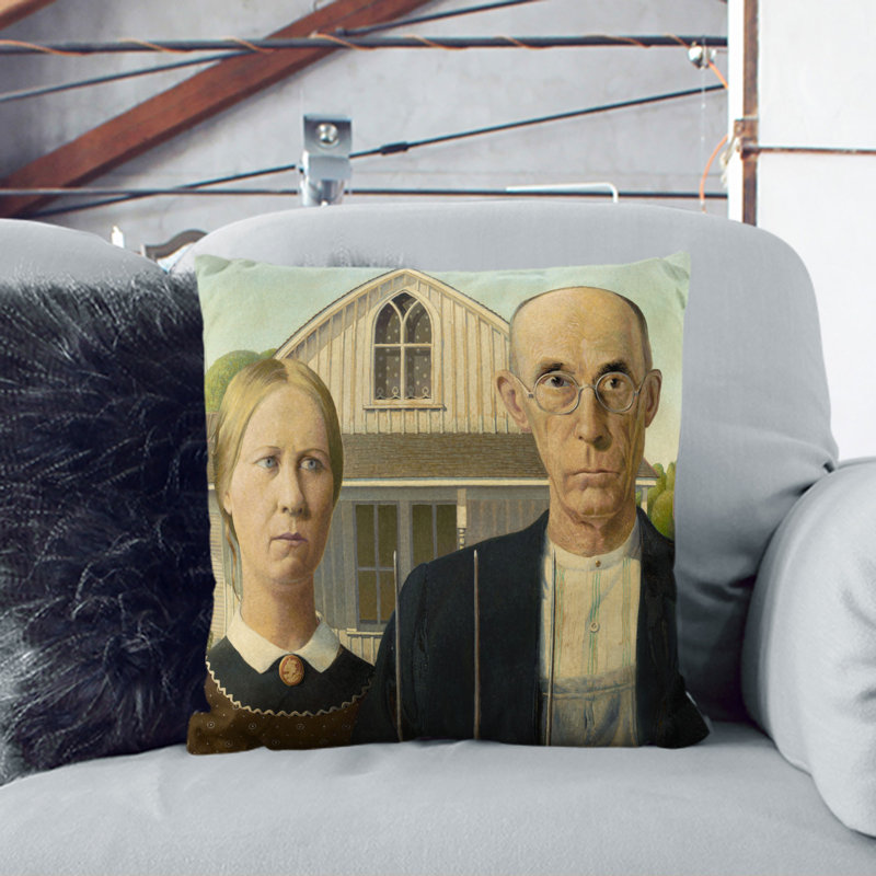 American Gothic Square Throw Cushion, 40cm H x 40cm W x 15cm D