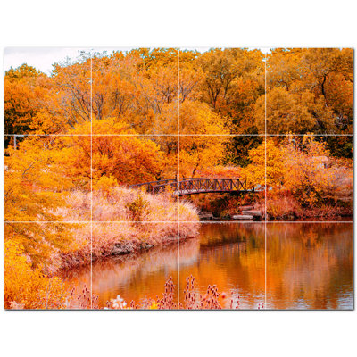 Autumn Photo 12'' x 12'' Satin Ceramic Decorative Mural