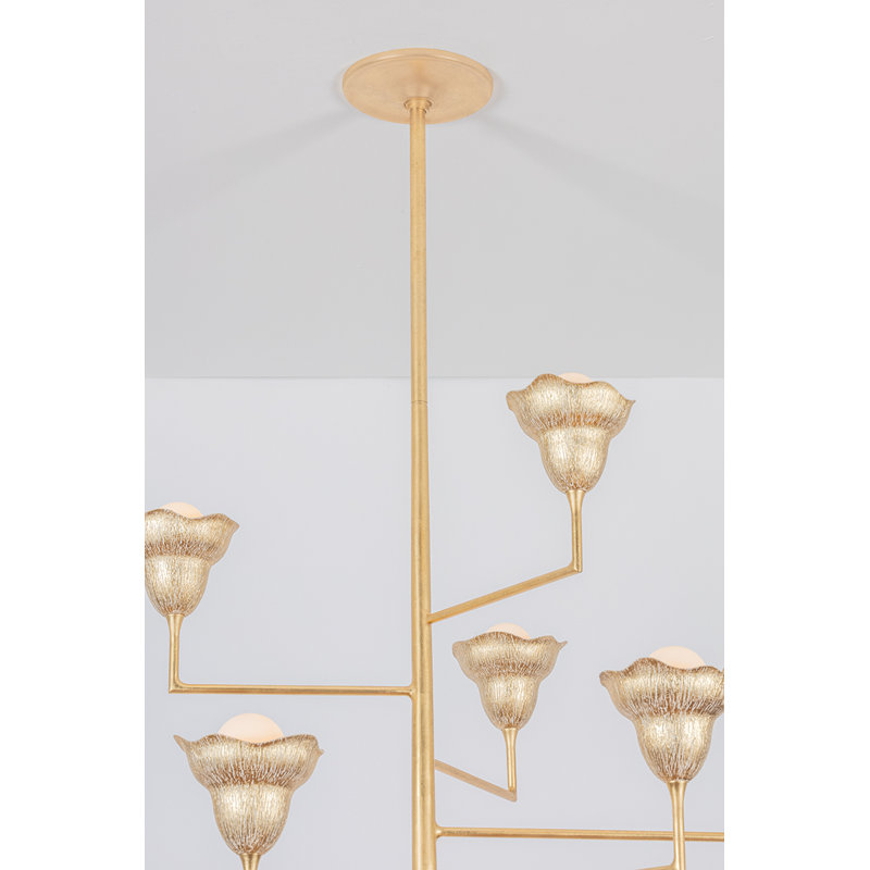 Alora 9 Light Chandelier, Vintage Gold Leaf/Gilded Ivory