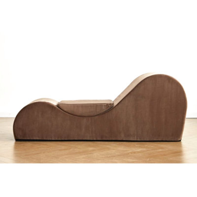 Brown Chaise Lounge For Comfort - Ergonomic Shape, High Foam, Machine-Washable Cover Chair Ergonomic, Foam Core, Removable