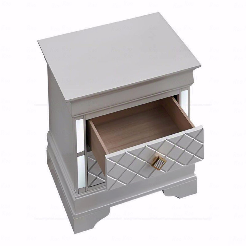 Table de chevet pour chambre à coucher Finition blanc perle, Blanc