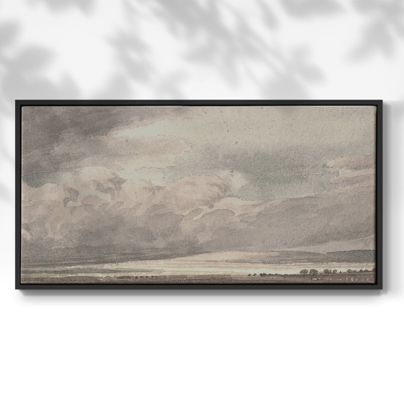 Paysage, série CC CC-XXVII, toile tendue avec cadre, prête à être accrochée, H 21 po x l 41 po, Noir