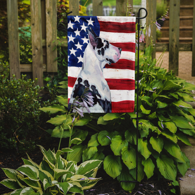 2 côtés en polyester de 2 côtés american drapeau de jardin, Grand danois noir