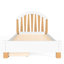 Structure de lit plateforme simple en bois avec tiroir de rangement, tête de lit ronde, sans sommier, blanc et naturel
