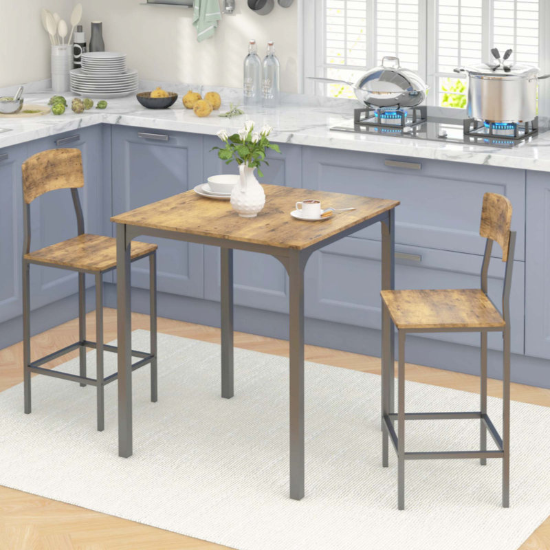 Rustic Brown and Black 3-Piece Pub Height Dining Set