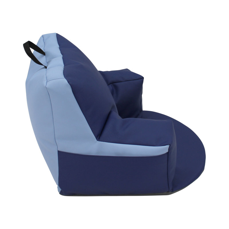 Faux Leather Bean Bag Set, Blue Faux Leather