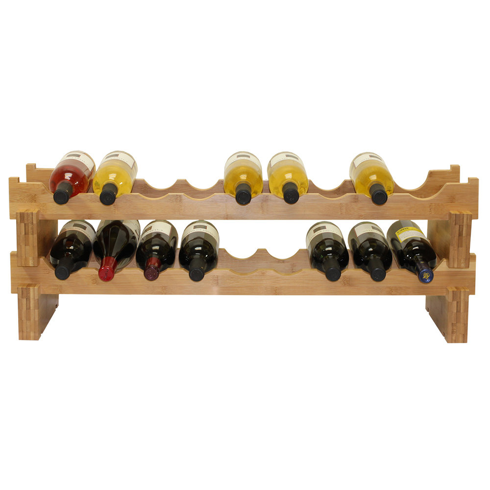 Solid Wood Floor Wine Bottle Rack in Natural Ocean Star International