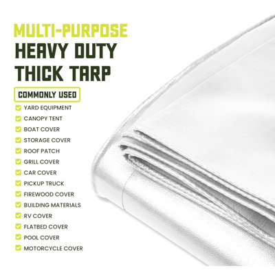 8 Mil Heavy Duty Polyethylene Tarp, Waterproof, UV Resistant