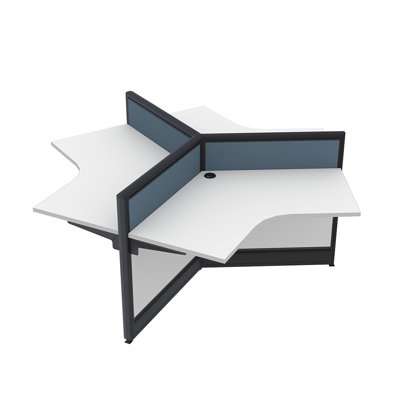 Emerald Cubicles 3 Pack 120 Degree Small Powered Workstations Library Study Desk Cubicles 3x3x39"H