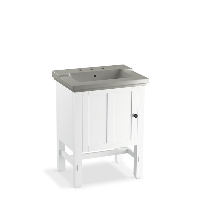 Tresham Vanity-Top Bathroom Sink with Single Faucet Hole, Biscuit, 8'' Centers
