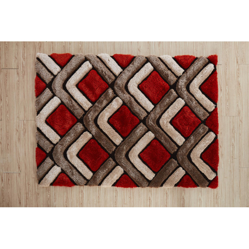 Tapis orange / brun à poils longs Corey-Leigh, Rectangle 8 pi x 10 pi