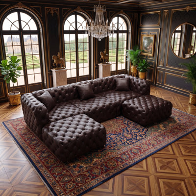 Modern Modular Sectional Sofa, Handmade Button Tufted with Pillows, Customizable for Living Room