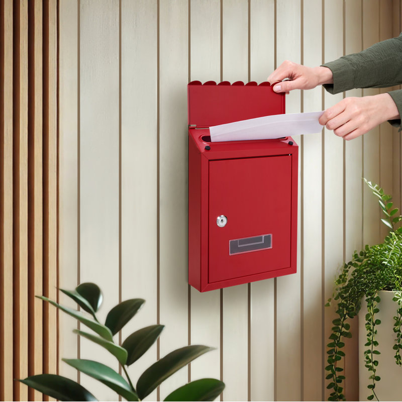 Stallings Steel Wall Mounted Post Box, Red