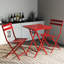 Bistro pliable à 3 terrasses - rouge. Table et chaises en métal. , Pour l'intérieur et l'extérieur. Assemblage facile. Rouille rayée. Support de chaise de 330 lb. Balcons bistro peu encombrants, meubles 3 pièces. Fabrication.
