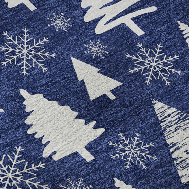 Premium Machine Washable Dockside AMF1815 Christmas Trees Rug, Runner 2'3" x 7'6"