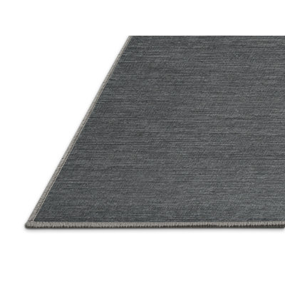 Machine Washable Solid Gray Area Rug