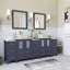 Ensemble de meuble-lavabo autoportant à double cuve 84 po avec plateau en marbre d'ingénierie et miroirs assortis Ravenna-67116564