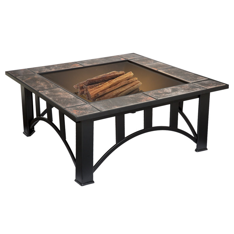 Foyer d'extérieur - table de foyer d'extérieur de 33 pouces avec écran, housse et tisonnier - Foyers d'extérieur pour jardin, terrasse, patio ou porche par Pure Garden