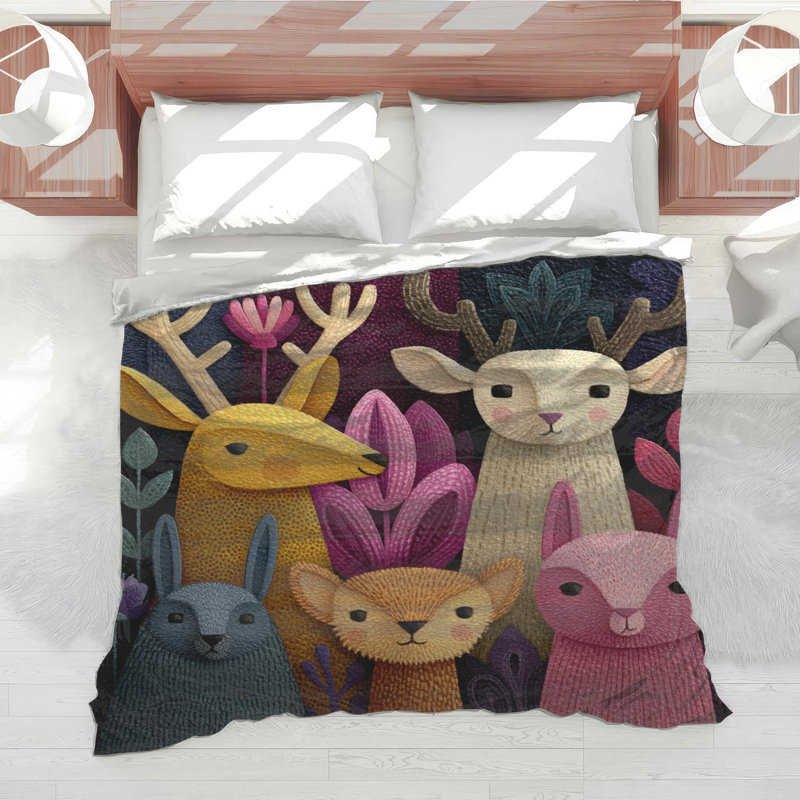 Édredon Whimsical Animal Illustration, Très grand lit