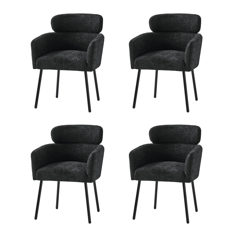 Turgeon Boucle Dining Chair with Adjustment Feet, Black, 4