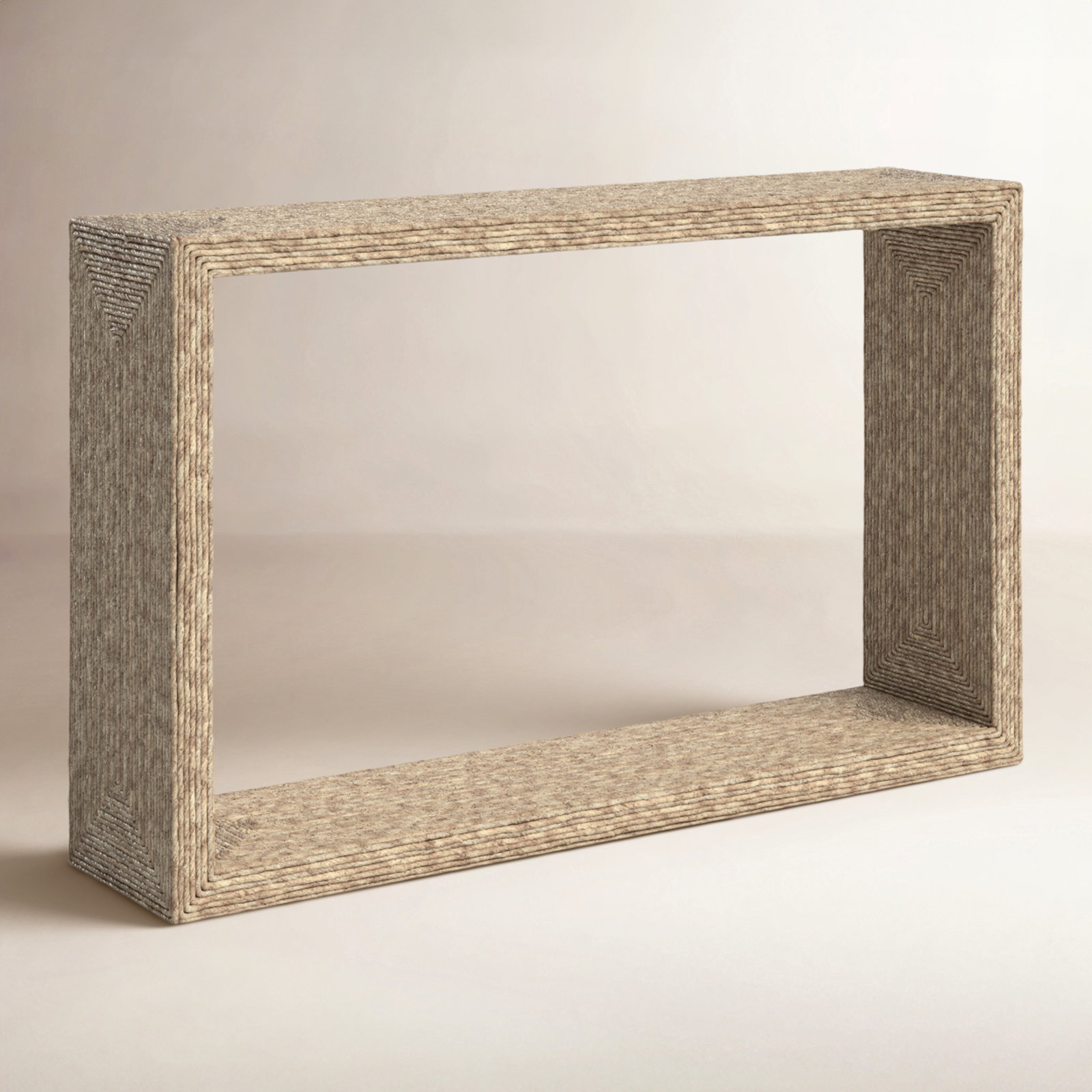 Evana Open Storage Woven Console Table