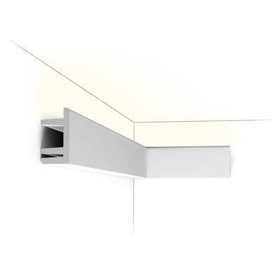 Moulure couronnée en polyuréthane blanc apprêté 3-3 / 4 po x 2 po x 78-3 / 4 po