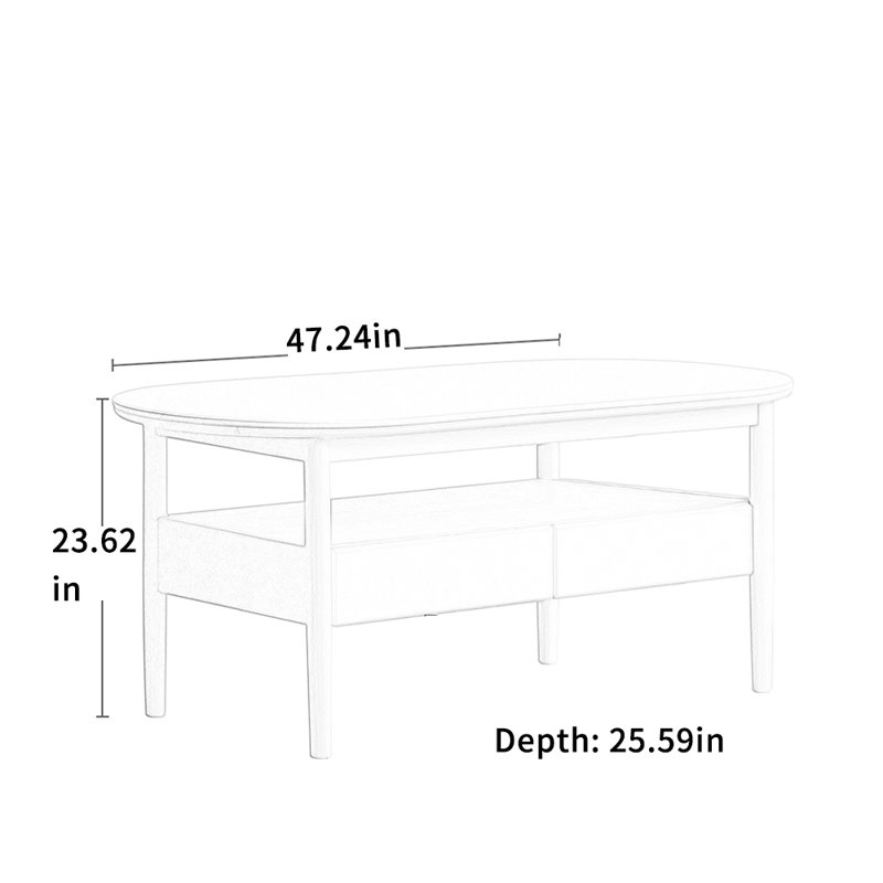 Table basse ovale de style crème avec rangement