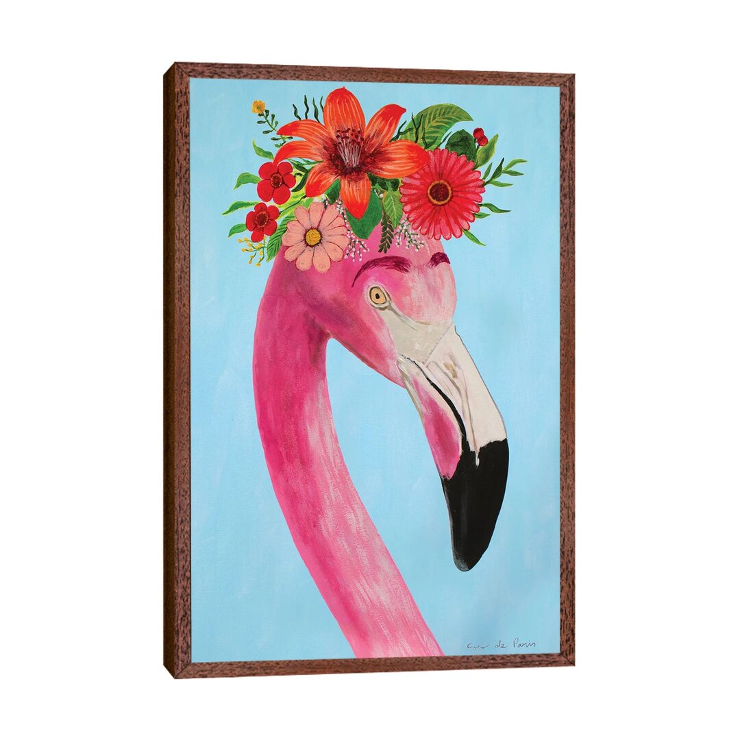 Leinwandbild Frida Kahlo Flamingo - White von Coco de Paris