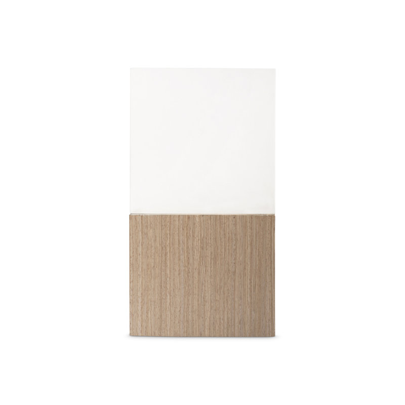 Transitional Adobe Stone & Sahara Wood D-Shape End Table