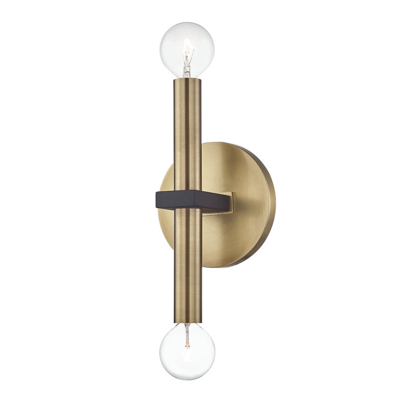 Colette 2 Light Wall Sconce, Aged Brass/Black