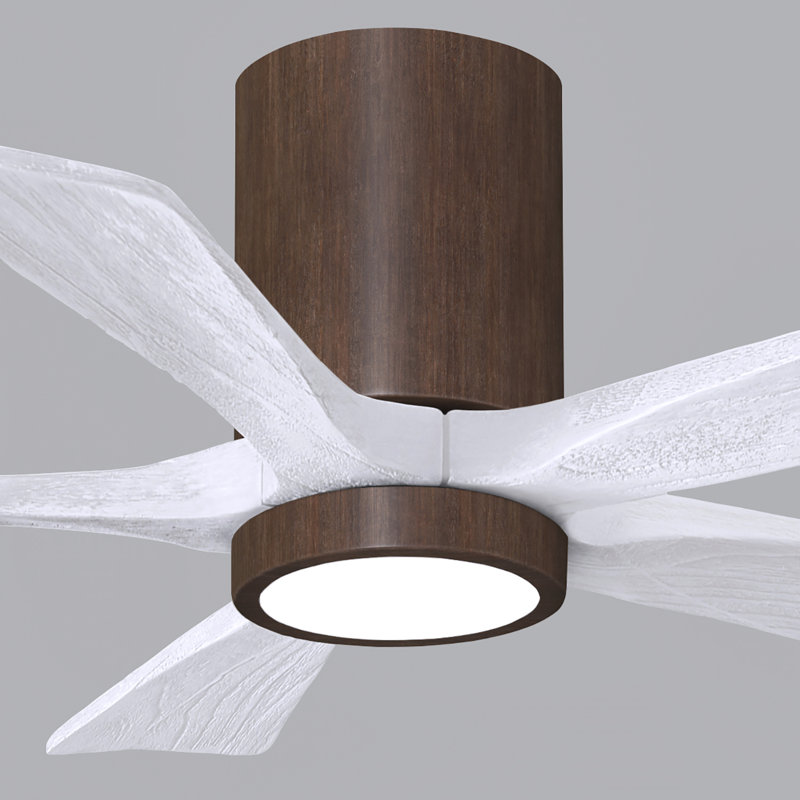 Ventilateur de plafond à 5 pales DEL avec ensemble d'éclairage inclus Irene, Ton noyer, 42", Blanc mat