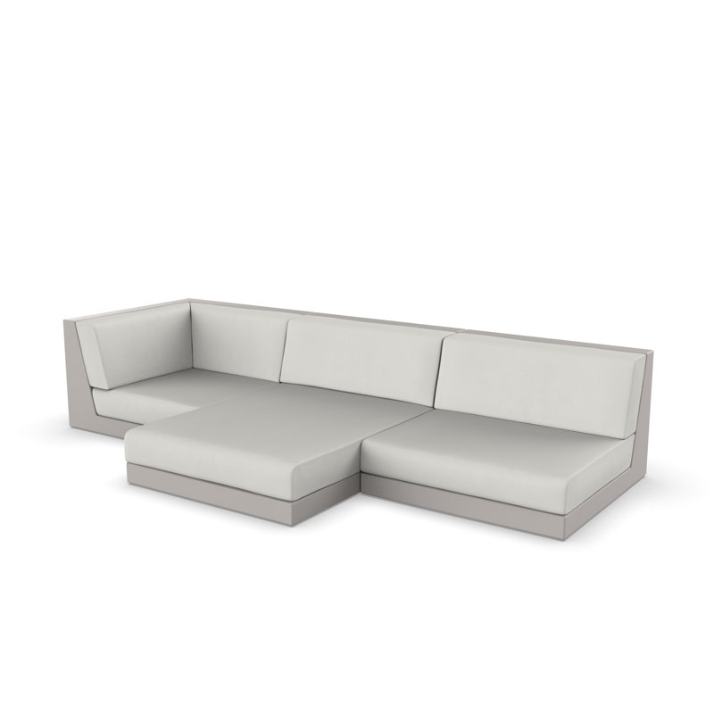 Pixel 118.25" Wide Outdoor Reversible Patio Sectional with Cushions, Nautical Taupe, White
