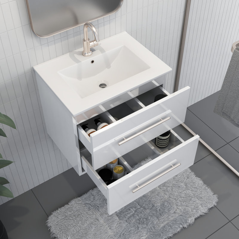 Ensemble de meuble-lavabo simple 24 po Abdirahman, Blanc lustré