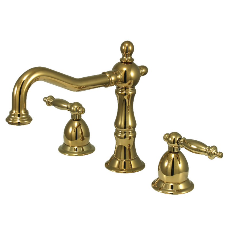 Heritage Widespread Bathroom Faucet with Brass Pop-Up Drain, Polished Brass