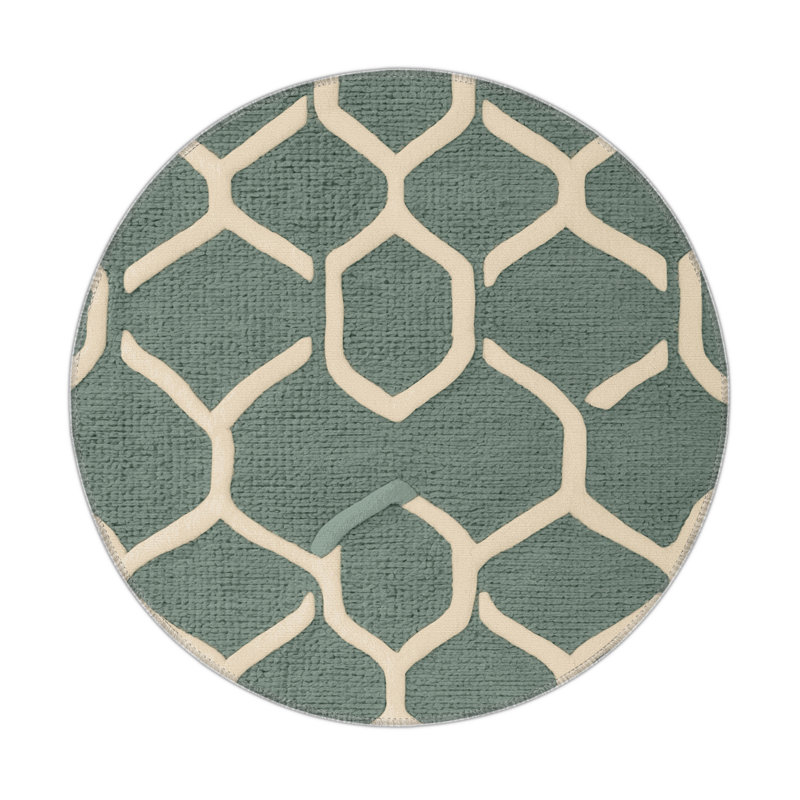 Trellis Gray Indoor and Outdoor Area Rug, Round 5'