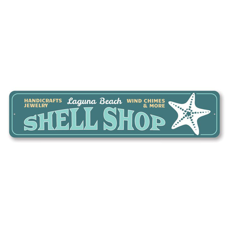Enseigne en aluminium Shell Shop, H 6 po x l 24 po x P 0,06 po